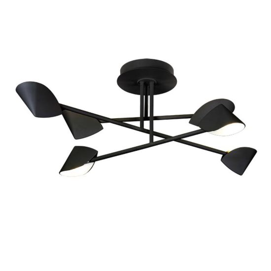 Plafoniera nera led 45w 3000k 90cm design moderna per camera da letto