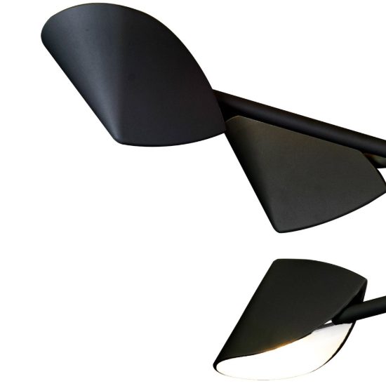 Plafoniera nera led 45w 3000k 90cm design moderna per camera da letto
