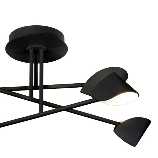 Plafoniera nera led 45w 3000k 90cm design moderna per camera da letto