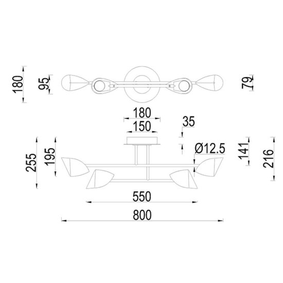 Plafoniera nera led 30w 3000k 80cm design moderna per camera da letto