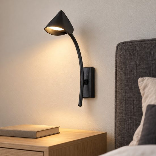 Applique per salotto nera led 6w 3000k 27cm