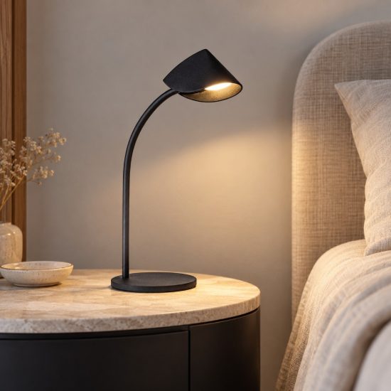 Lampada per salotto nera da tavolo led 8.5w 3000k 56cm