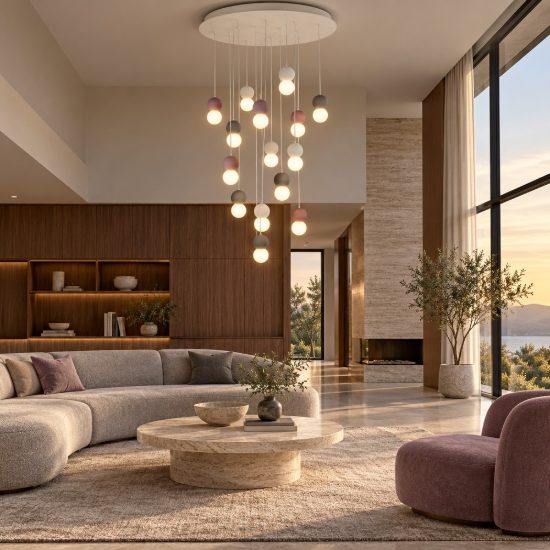 Lampadario led 15 luci pendenti sfere a sospensione bianco nero rosso per soggiorno