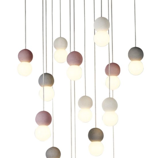 Lampadario led 15 luci pendenti sfere a sospensione bianco nero rosso per soggiorno