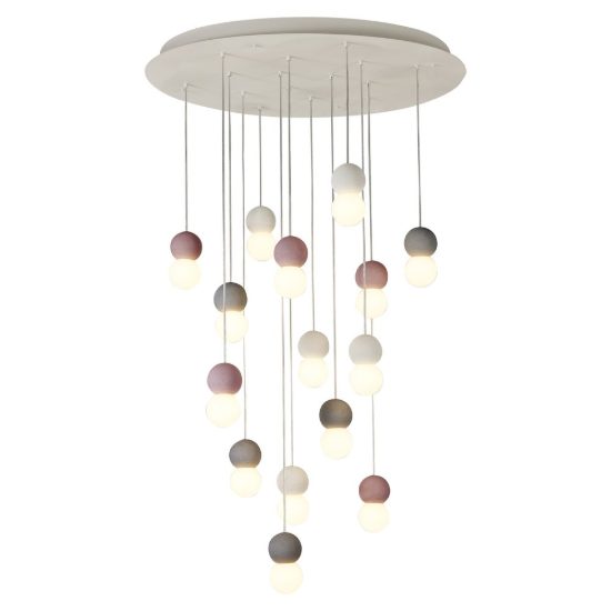 Lampadario led 15 luci pendenti sfere a sospensione bianco nero rosso per soggiorno