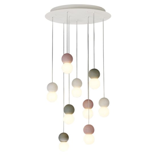 Lampadario led 9 luci sfere a sospensione bianco nero rosso per soggiorno