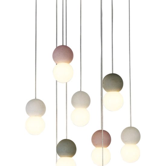 Lampadario led 9 luci sfere a sospensione bianco nero rosso per soggiorno