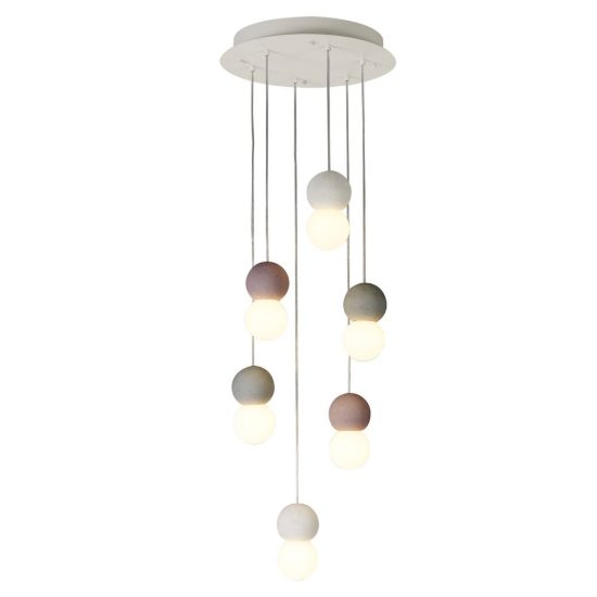 Lampadario led 6 luci sfere a sospensione bianco nero rosso per soggiorno