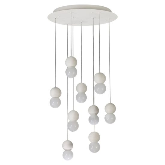 Lampadario led 6 luci sfere a sospensione bianco nero rosso per soggiorno