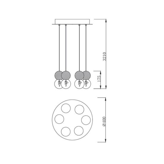 Lampadario led 6 luci sfere a sospensione bianco nero rosso per soggiorno