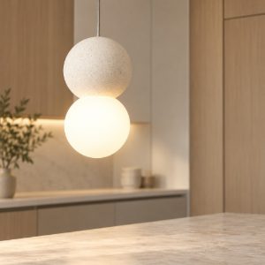 Lampada a sospensione led bianca per isola penisola cucina moderna
