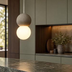 Lampada a sospensione led grigio per isola penisola cucina moderna