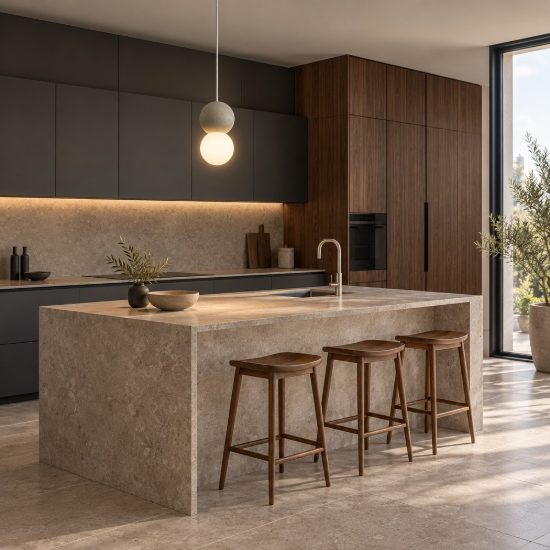 Lampada a sospensione led grigio per isola penisola cucina moderna