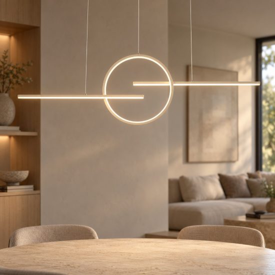Lampadario a sospensione led 50w 3000k dimmerabile lineare bianco per soggiorno moderno