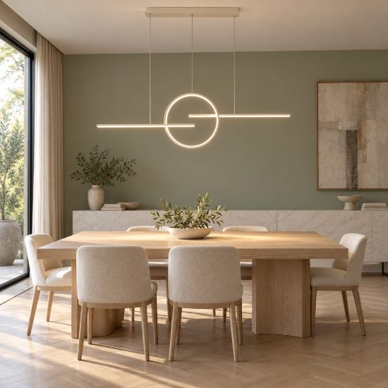 Lampadario a sospensione led 50w 3000k dimmerabile lineare bianco per soggiorno moderno