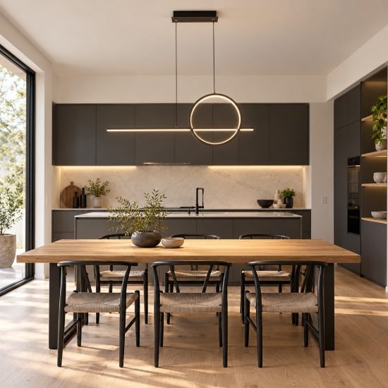 Lampadario lineare per salotto nero a sospensione led 30w 3000k design moderno