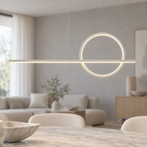 Lampadario a sospensione led 30w 3000k dimmerabile lineare bianco per soggiorno moderno