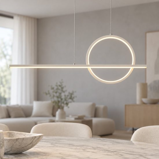 Lampadario a sospensione led 30w 3000k dimmerabile lineare bianco per soggiorno moderno