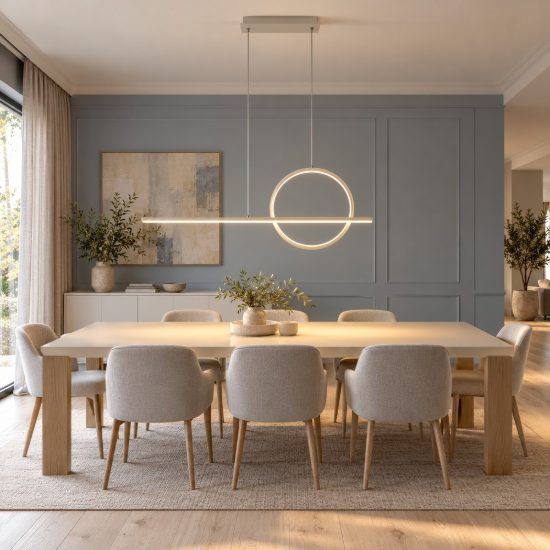 Lampadario a sospensione led 30w 3000k dimmerabile lineare bianco per soggiorno moderno