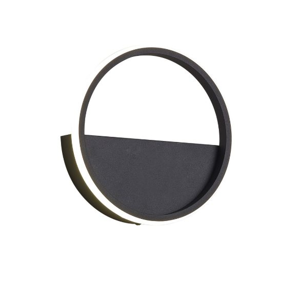 Applique per soggiorno nera led 8w 3000k 20cm design cerchio moderno