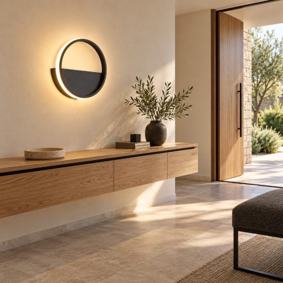 Applique per salotto nera led 8w 3000k 25cm anello design moderno
