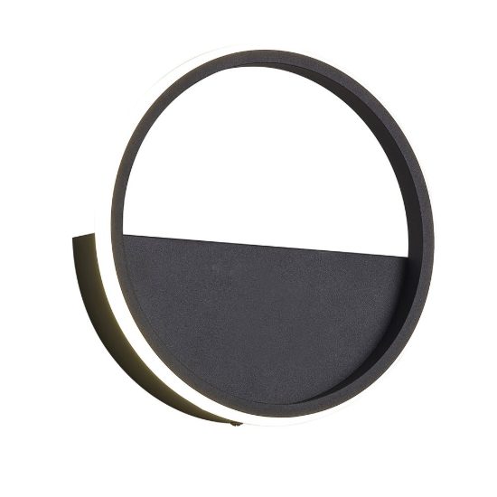 Applique per salotto nera led 8w 3000k 25cm anello design moderno