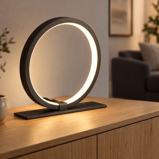 Abat-jour per camera da letto nera led 8w 3000k cerchio design moderna