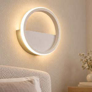 Applique rotonda design moderna led 8w 3000k 20cm bianca per soggiorno