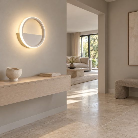 Applique rotonda design moderna led 8w 3000k 25cm bianca per soggiorno