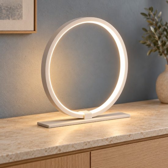 Abat-jour per camera da letto led 8w 3000k bianca design moderna cerchio
