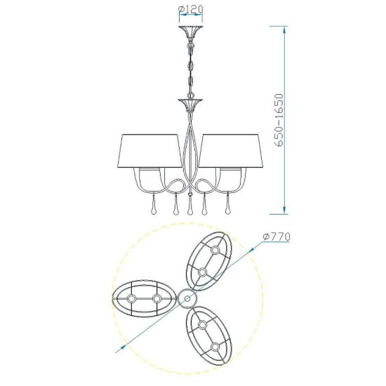 Lampadario per soggiorno classico oro 6 luci