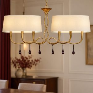 Lampadario classico oro per soggiorno salotto 6 luci