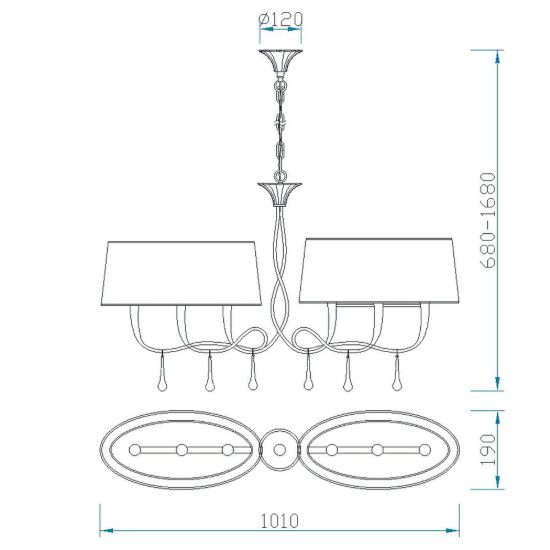 Lampadario classico oro per soggiorno salotto 6 luci