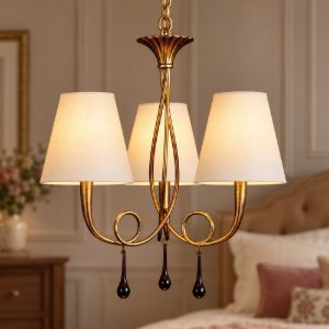 Lampadario per camera da letto classica elegante oro 3 luci