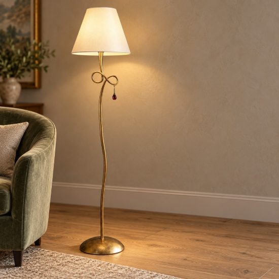 Lampada da terra oro piantana classica per soggiorno