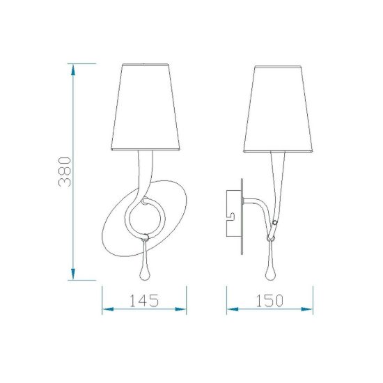 Applique classica da parete oro per soggiorno 15cm