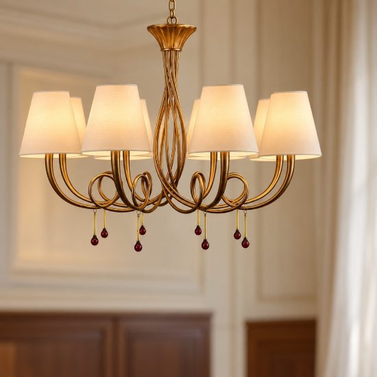 Lampadario classico oro per soggiorno 8 luci