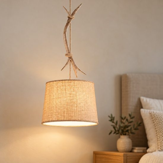 Lampadario a sospensione rustico per camera da letto marrone