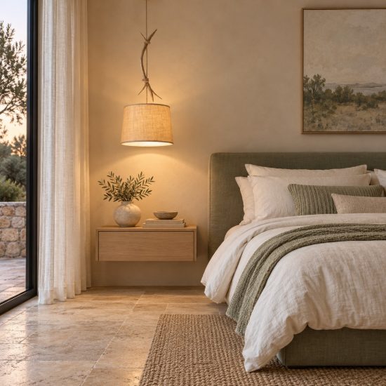 Lampadario a sospensione rustico per camera da letto marrone
