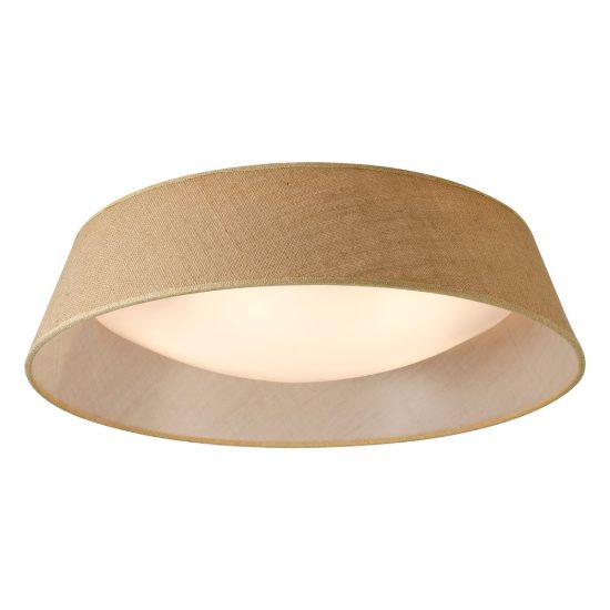 Plafoniera 59cm marrone cono tessuto rustico per soggiorno