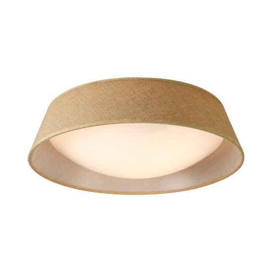 Plafoniera tonda tessuto marrone rustica per camera da letto 44cm
