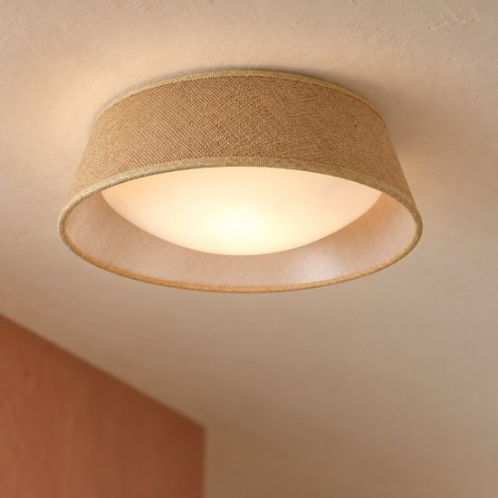 Plafoniera 31cm marrone per ingresso in tessuto