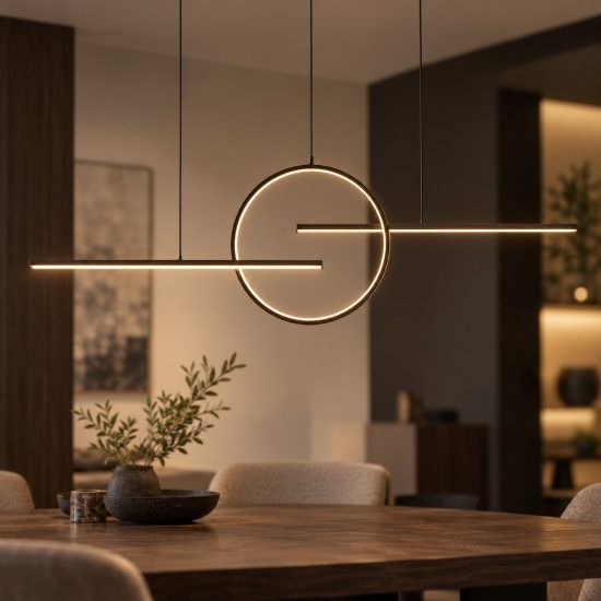 Lampadario lineare per sala da pranzo moderna nero a sospensione led 50w 3000k dimmerabile