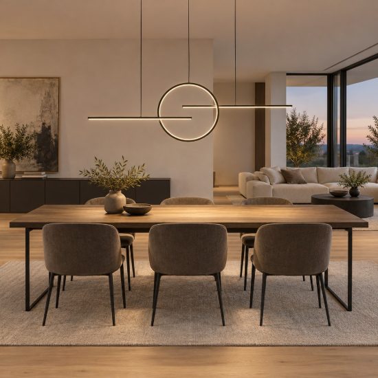 Lampadario lineare per sala da pranzo moderna nero a sospensione led 50w 3000k dimmerabile
