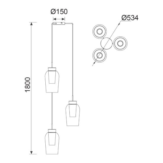 Lampadario a sospensione 3 luci bianco legno vetro per sala da pranzo