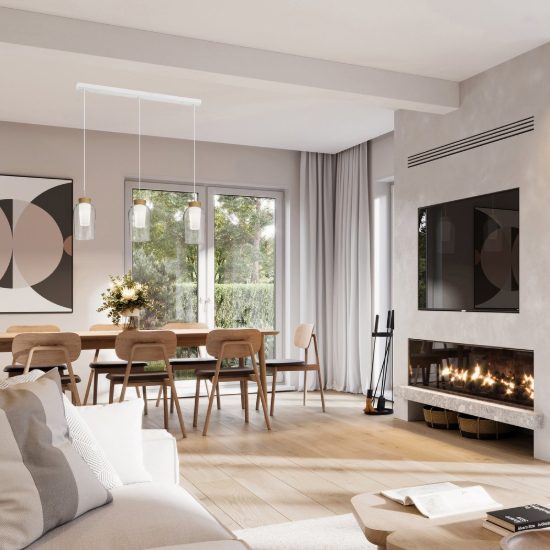 Lampadario a sospensione lineare 3 luci bianco legno vetro per sala da pranzo 108cm
