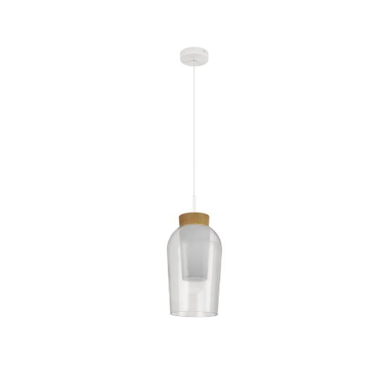 Lampada a sospensione bianco legno vetro per sala da pranzo