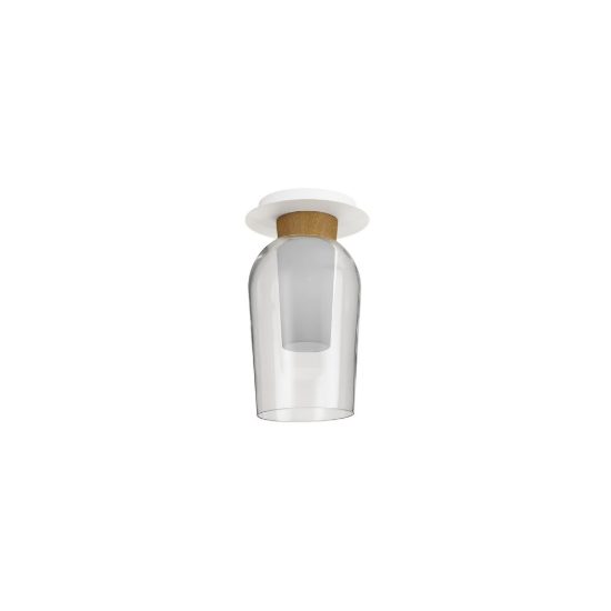 Plafoniera 34cm bianco legno vetro moderna per ingresso