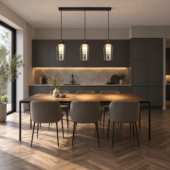 Lampadario nero marmo vetro per sala da pranzo a sospensione 3 luci moderna