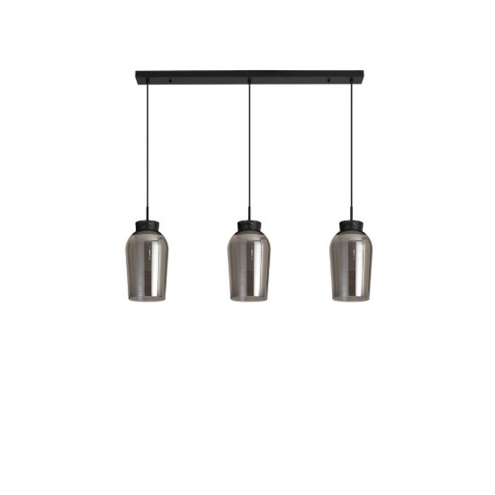 Lampadario nero marmo vetro per sala da pranzo a sospensione 3 luci moderna